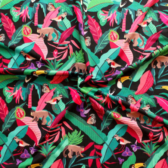 tela lycra estampada tropical animales colorida para ropa de baño o leggings