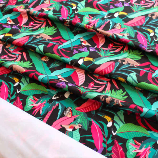 tela lycra estampada tropical animales colorida para ropa de baño o leggings