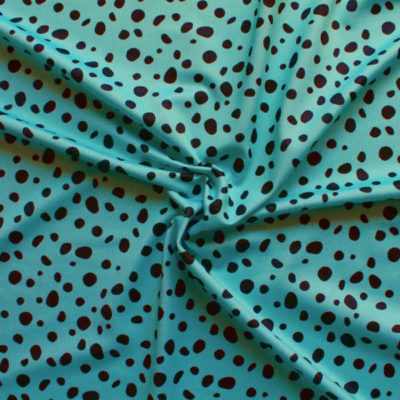 Lycra de baño elástica estampado verde menta manchas animal print para coser bañadores y bikinis